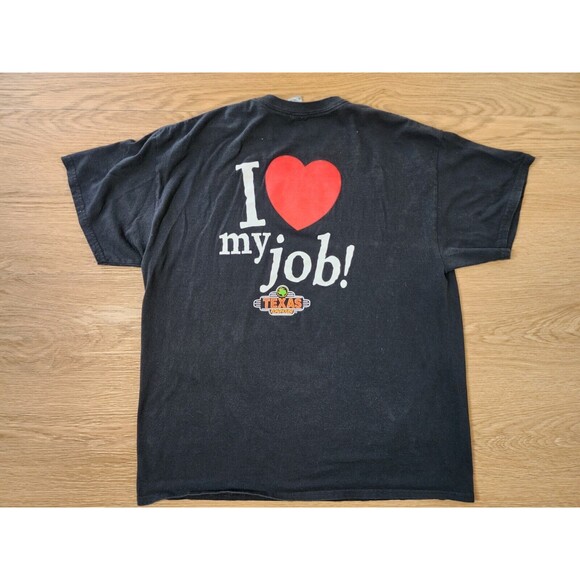 Texas Roadhouse Employee Uniform T-Shirt Black XL I Love My Job Workwear - Picture 1 of 10